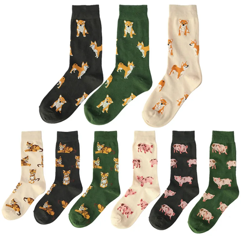 Оптовая продажа 60 пар/лот женские милые носки с начесом для домашних животных