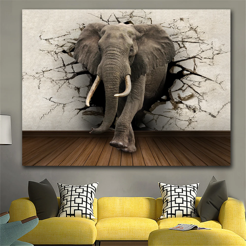 

New Wall Decor Animal Elephants Canvas Painting Wall Art Poster And Prints Art For Home Decor No Frame Poster Picture Bedroom