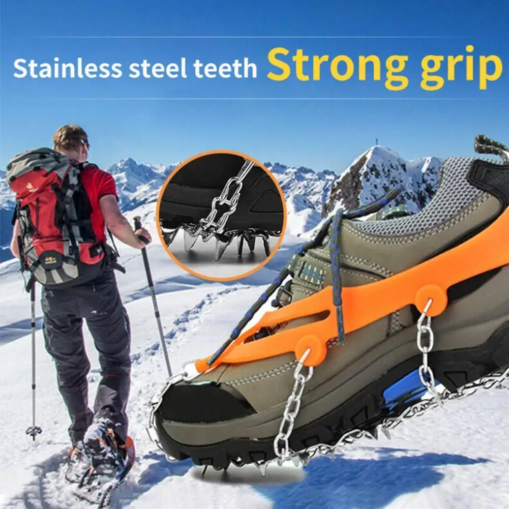 Anti Slip 8-Teeth Ice Shoes Spike Grip Boots Chain Climbing Mountaineering Crampons Hiking Winter Crampons Cleats Grippers A9M2 images - 6