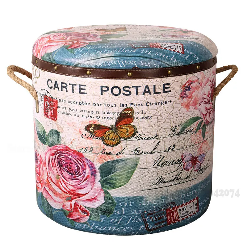 Железный стул для хранения с креативным принтом домашняя скамейка в форме