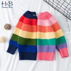 Детский вязаный шерстяной свитер Humor Bear, осень 2022, Детский свитер, детская одежда, милый вязаный Красочный свитер в полоску для девочек