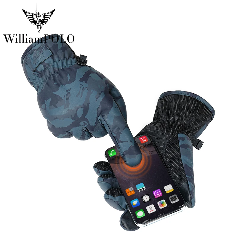 Williams Polo-guantes militares de cuero para hombre, guantes de invierno, 211004