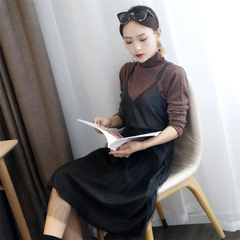 Платье из натуральной кожи Гламурное с v-образным вырезом сетчатый подол