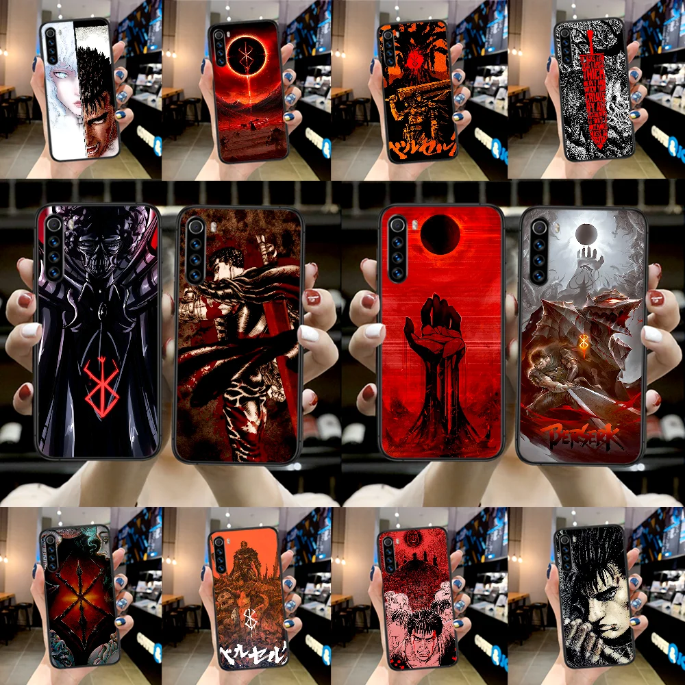 

Berserk Cartoon Phone Case For Xiaomi Redmi Note 7 8 8T 9 9S 4X 7 7A 9A K30 Pro Ultra black Prime Soft Bumper Silicone Shell