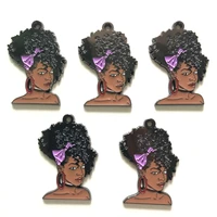 5pcs purple enamel alloy charm pendant women bracelet necklace creation keychain accessory black lady jewelry component supply