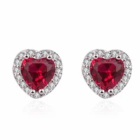 trendy women earrings 925 silver jewelry with zircon gemstone heart shape stud earrings for wedding promise party gift wholesale