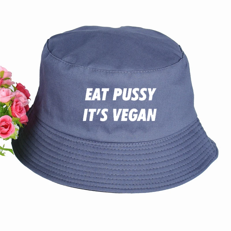 eat pussy его веганский принт мужская женская панама, шляпа-Панама высокого качества Новая Кепка солнцезащитный козырек рыбалка, рыбак шляпа - Цвет: Серебристый