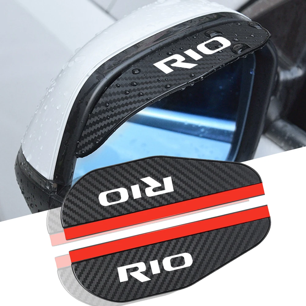 

2pcs car Rearview Carbon Rain cover for kia rio 2 3 4 5 auto