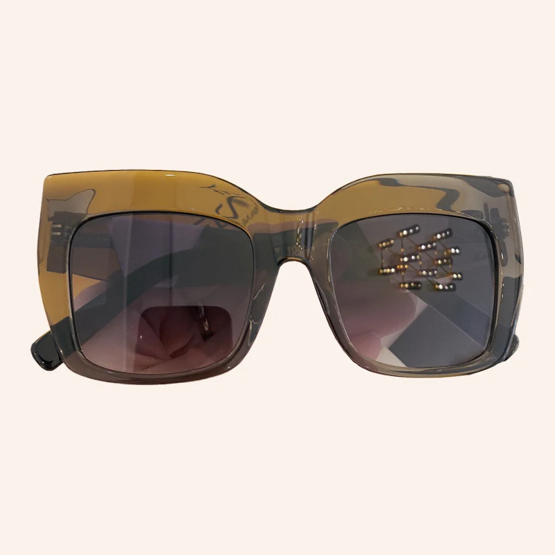 New Fashion Brand Designer Cat Eye Women Sunglasses Female Stitching Color Temples Sun Glasses Big Oculos feminino de sol UV400