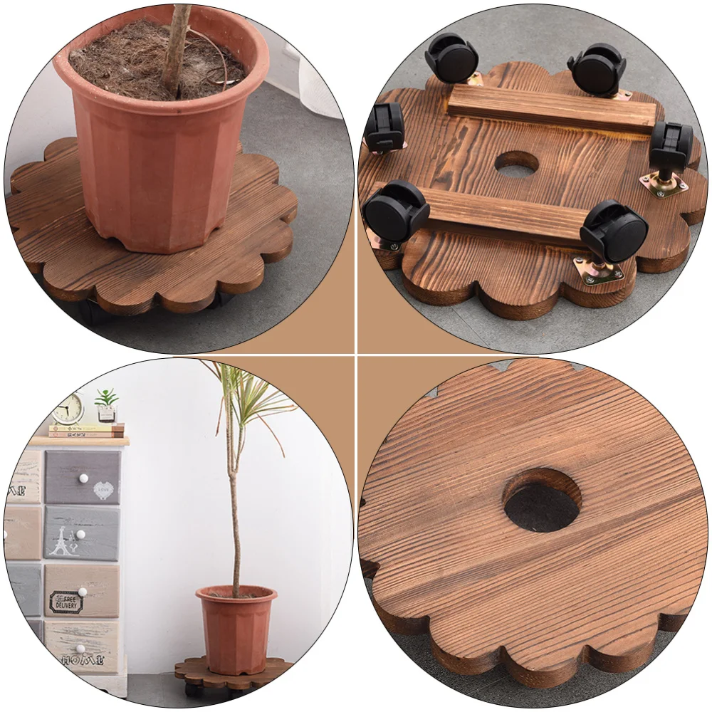 

1pc Practical Plant Stand Wooden Flowerpot Holder with Hole for Garden Office