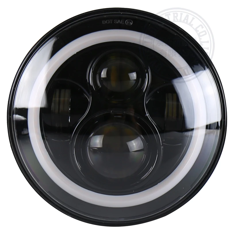 Черный 7 дюймовый круглый светодиодный фары с высоким ближнего света Белый DRL
