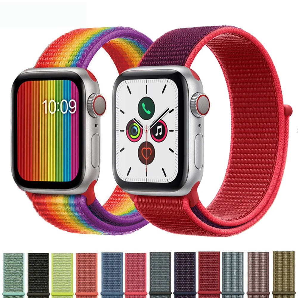 Нейлоновый ремешок для apple watch 44 мм/40 мм 4 5 iwatch 42 мм/38 мм 3 2 1 браслет красочные спортивные аксессуары для часов