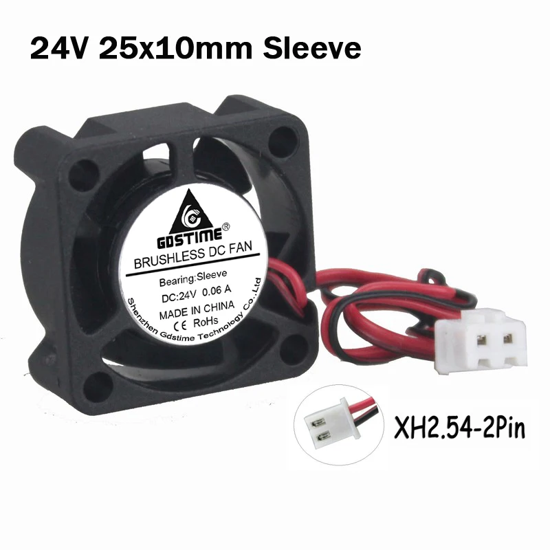 2шт Gdstime 2510 25 мм 25x25x10 DC 24V 2Pin мини вытяжной поток Бесщеточный Охлаждающий