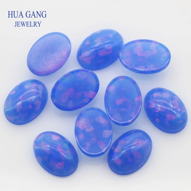 

Blue FH14 Opal Loose Stones Oval Shape Base Cabochon Created Opal Beads Semi-Precious Stones For Jewelry Making 3x5mm-10x14mm