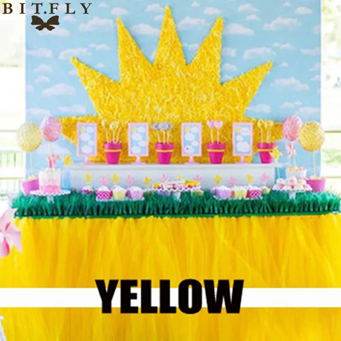 yellow 29 цветов, полиэстер, однотонная 100*80 см юбка-пачка для стола, рождественские принадлежности,, свадебная фатиновая юбка - Цвет: yellow