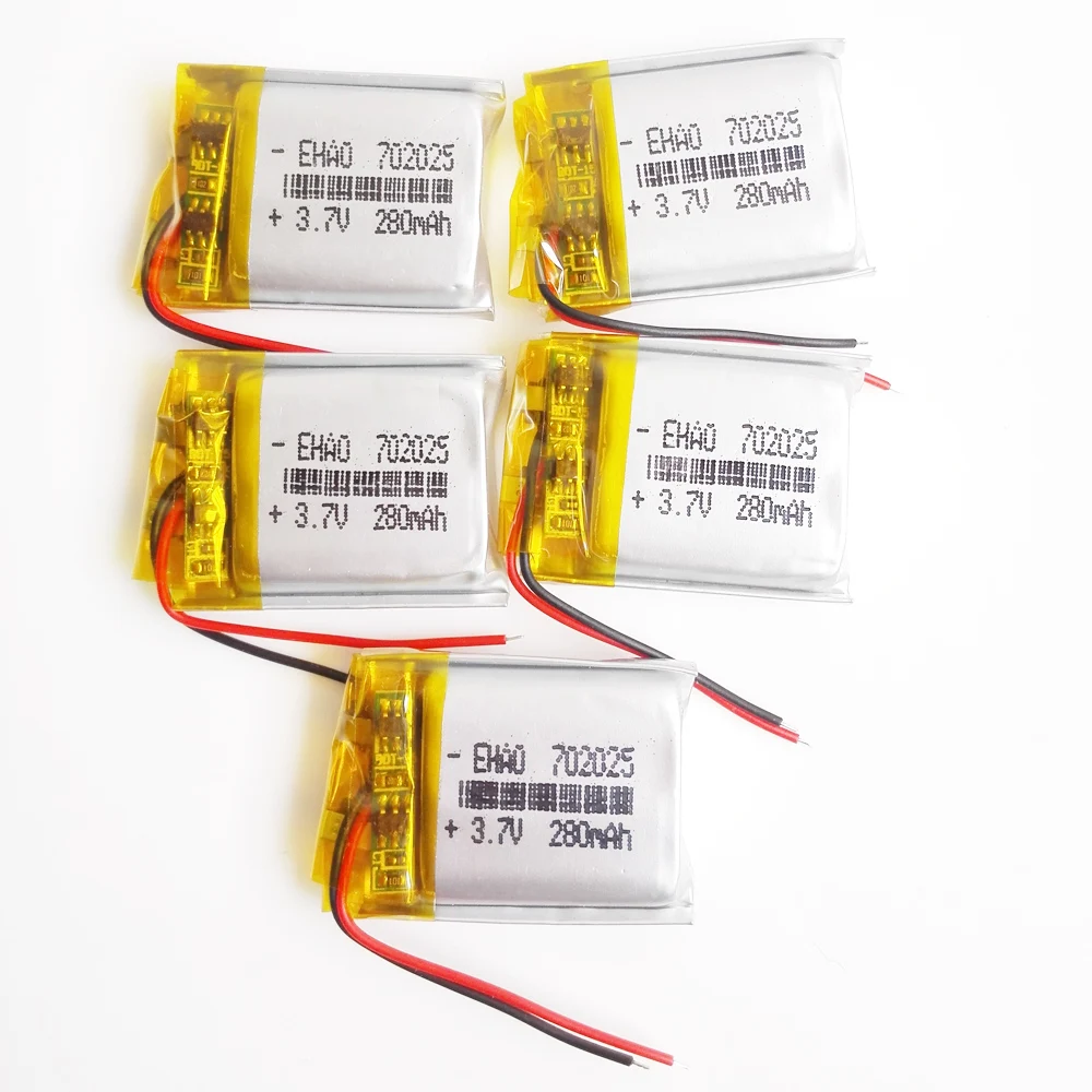 

5 pcs EHAO 702025 3.7V 280mAh Lithium Polymer LiPo Rechargeable Battery Handheld GPS Navigator Battery Mp3 GPS bluetooth