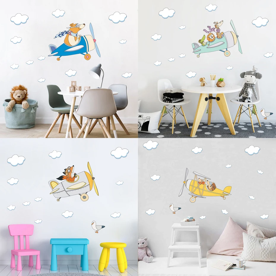 Наклейка на стену с лисой наклейки для самолета акварельные животные наклейка