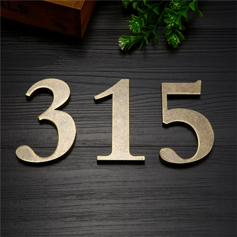 

Metal Bronze Digitals Stereo Door House Number 10CM * 6CM Size Letter House Number Room Number Digital Sign Door Number Plate