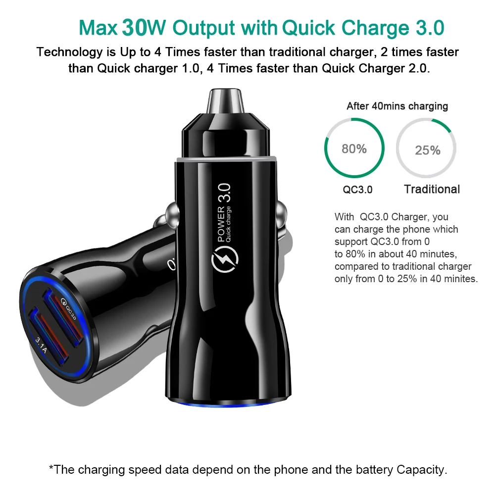 Crauch Dual usb Автомобильное зарядное устройство quick charge 3,0 5V 3.1A универсальное автомобильное зарядное устройство для телефона для iPhone планшет Samsung GPS быстрое автомобильное зарядное устройство