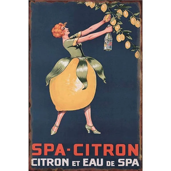 

Spa Citron Retro tin sign nostalgic ornament metal poster garage art deco bar cafe shop
