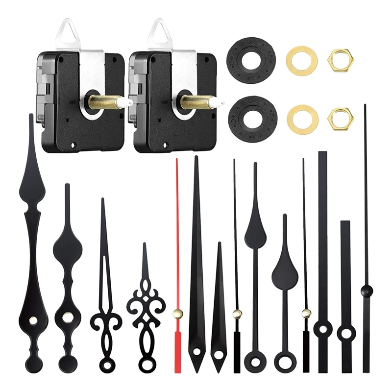 

DIY Clock Hands,2 High Torque Long Shaft Quartz Clock Movement Mechanism Motor 5 Sets Kits Hands Replacement Accessories 18mm
