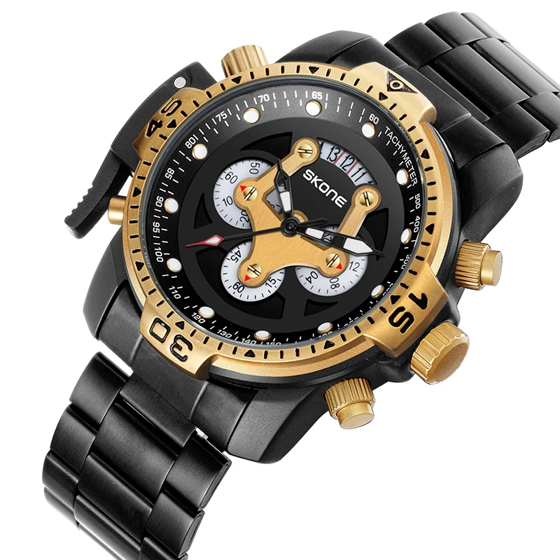 Мужские кварцевые часы с хронографом из нержавеющей стали|Мужские спортивные