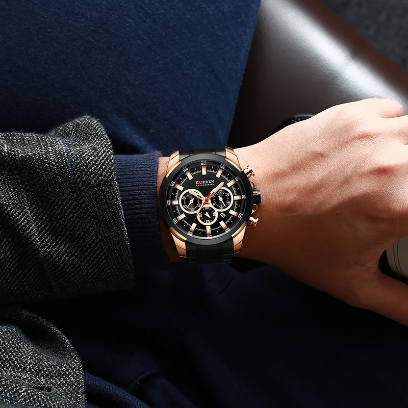 

MenS Watches Top Brand Big Sport Watch Luxury Men Military Steel Quartz Wrist Watches Chronograph Gold Design Male Clock