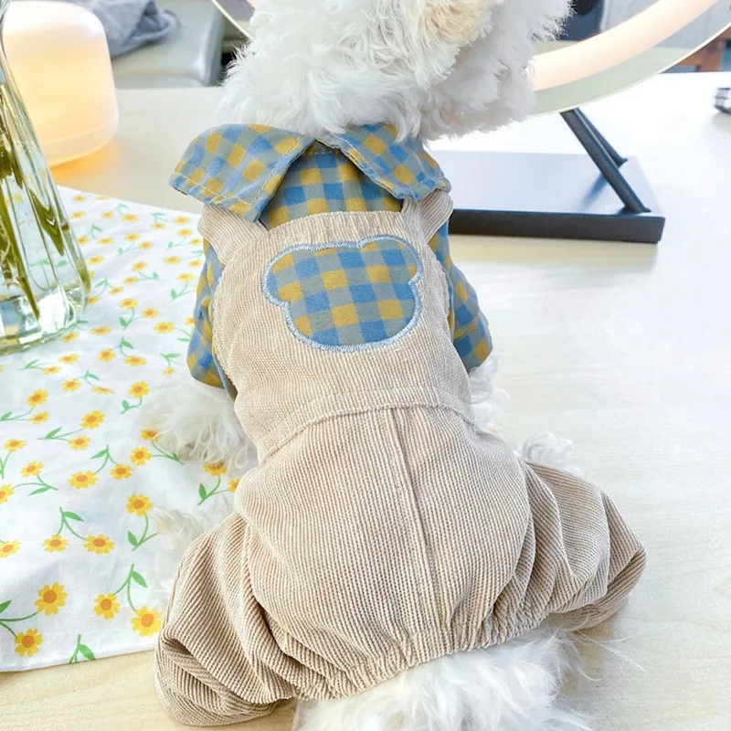 

Одежда для домашних животных, нагрудники для весны и лета, дышащая одежда в клетку для собак, кроликов, дышащая и удобная одежда для весны и л...