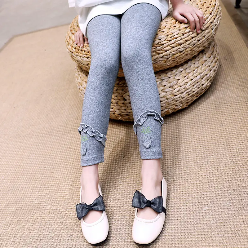 Леггинсы для девочек сезон весна осень штаны с вышивкой эластичные леггинсы