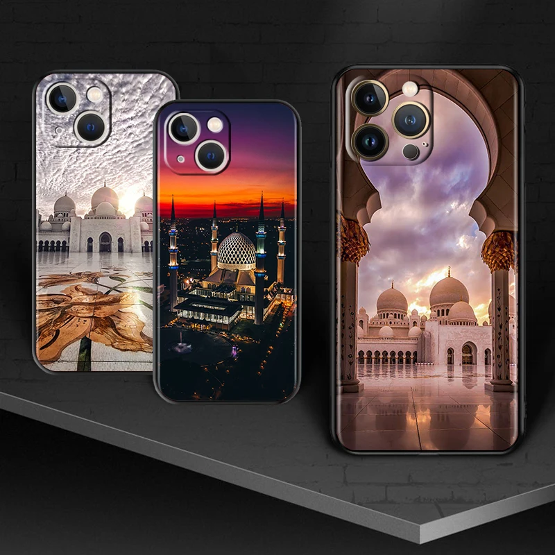 

Islam Islamic Architecture for Apple iPhone 13 12 11 Pro Max mini XS XR X 7 8 6S 5S SE 2020 Soft Black Phone Case Cover