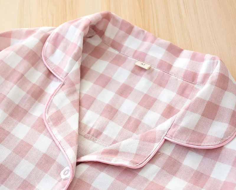 

Spring Summer Lovers Pajamas Set Short Sleeve Loose Sleepwear Trouser Suits Pyjama Pour Femme Simplely Style Plaid Home Clothes
