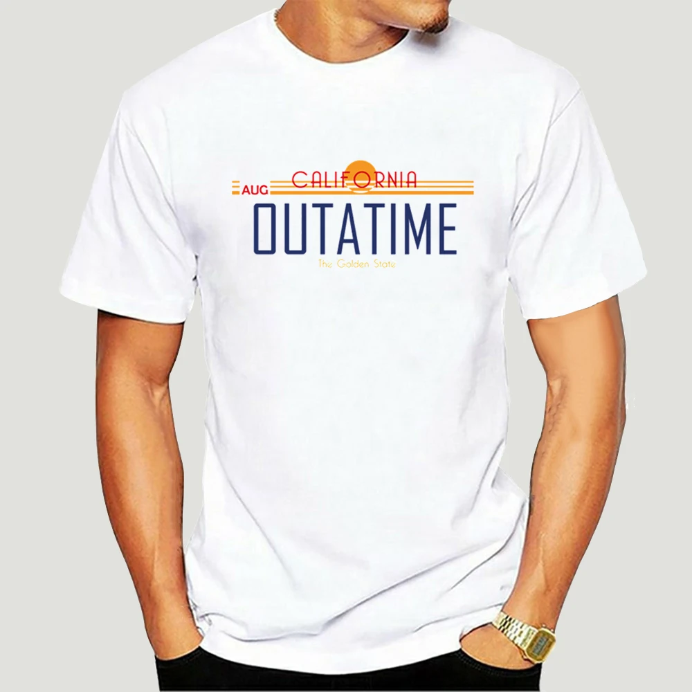 

Back To The Future T Shirt California License Plate OUTATIME t-shirt 2021 For Man Aug 86 T-Shirt Summer White