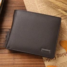 Роскошный мужской кошелек, однотонный тонкий бумажник из натуральной кожи, складной держатель для кредитных карт и мелочей, деловой клатч