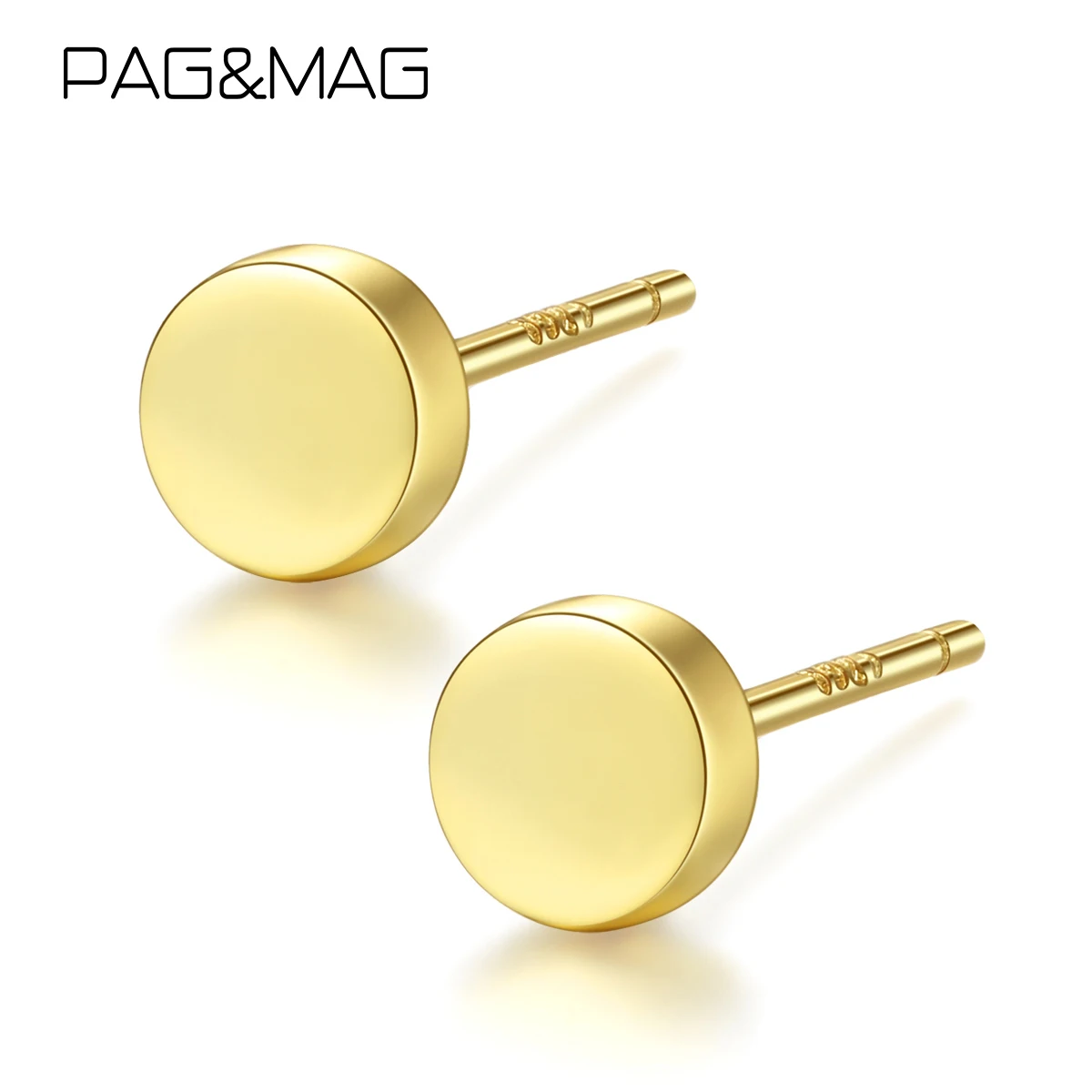 Женские круглые серьги гвоздики PAG & MAG из настоящего серебра 925 пробы минимализм