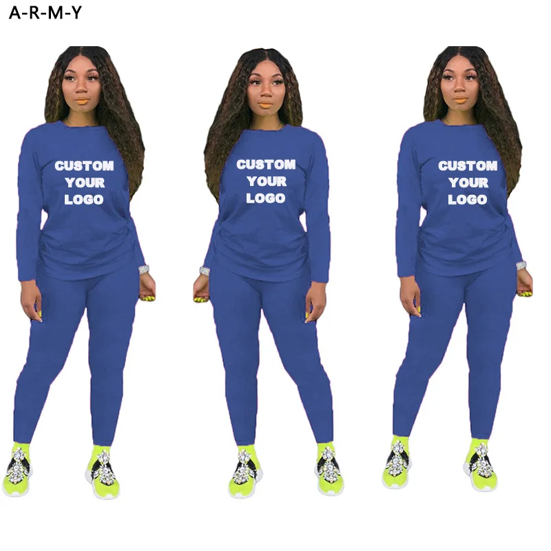 

Custom Logo Women Tracksuit 2Pcs Set Casual Long Sleeve t Shirt and Pants Suit Auntumn Jogging Outfits for Woman Plus Size 4Xl