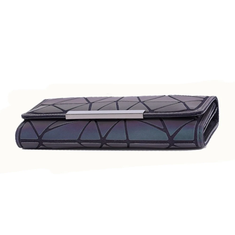 

Noctilucent Women Wallets Purse Geometry Luminous Diamond Check Pattern Ladies Clutch Phone Bag Female Zipperwallet Card Holder