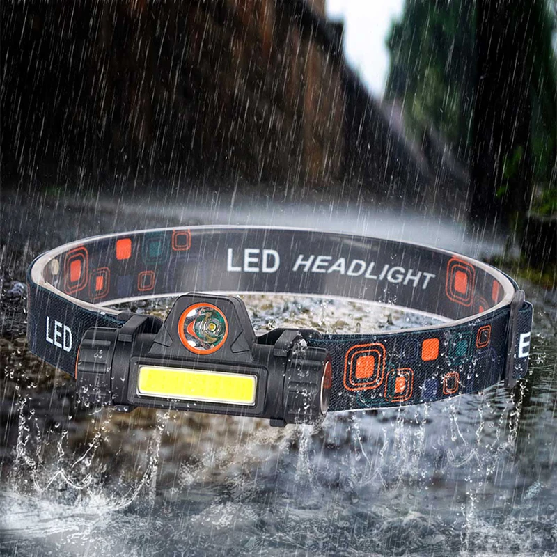 

Sensor XP-G Q5 Headlamp Head Lamp Headlight Waterproof 2500lm Cob Led Built in Usb Rechargeable 18650 Battery Working Light 10W