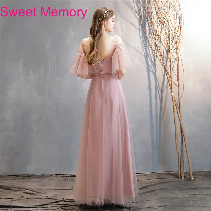 Элегантное Длинное пыльное розовое платье для подружки невесты с эффектом