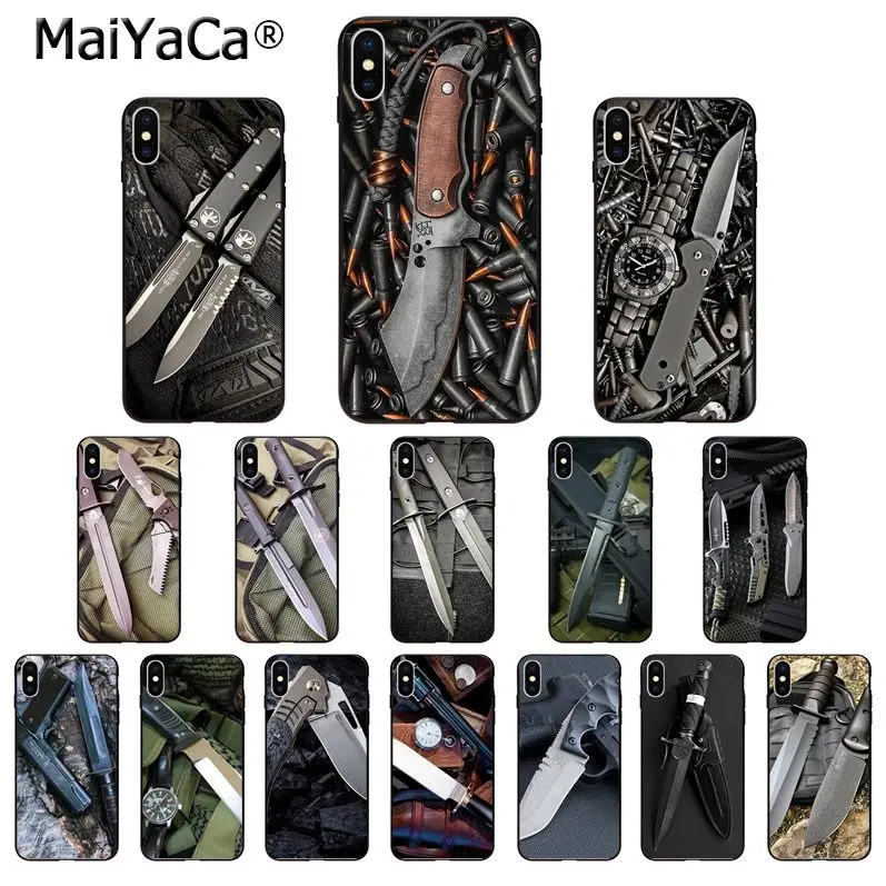 MaiYaCa Военный нож пистолет высококачественный чехол для телефона Apple iPhone 8 7 6 6S Plus X