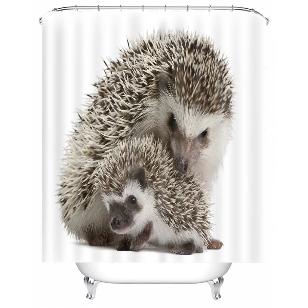 

Lovely Animal Printing Shower Curtain Polyester Washable Decor Curtains For Kids Bathroom Hedgehog Design Bath Screen Home Decor