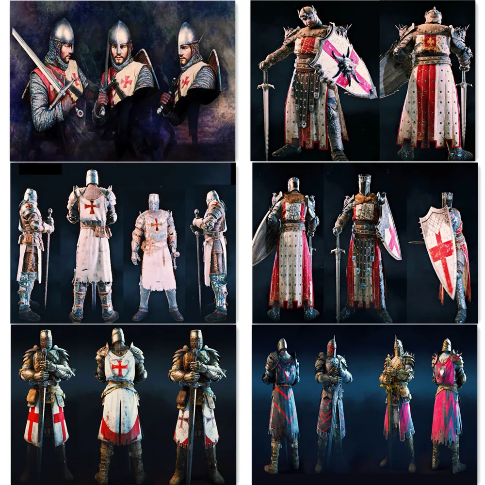 Рыцари темплар средневековый воин постер крестовики настенная бумага искусство