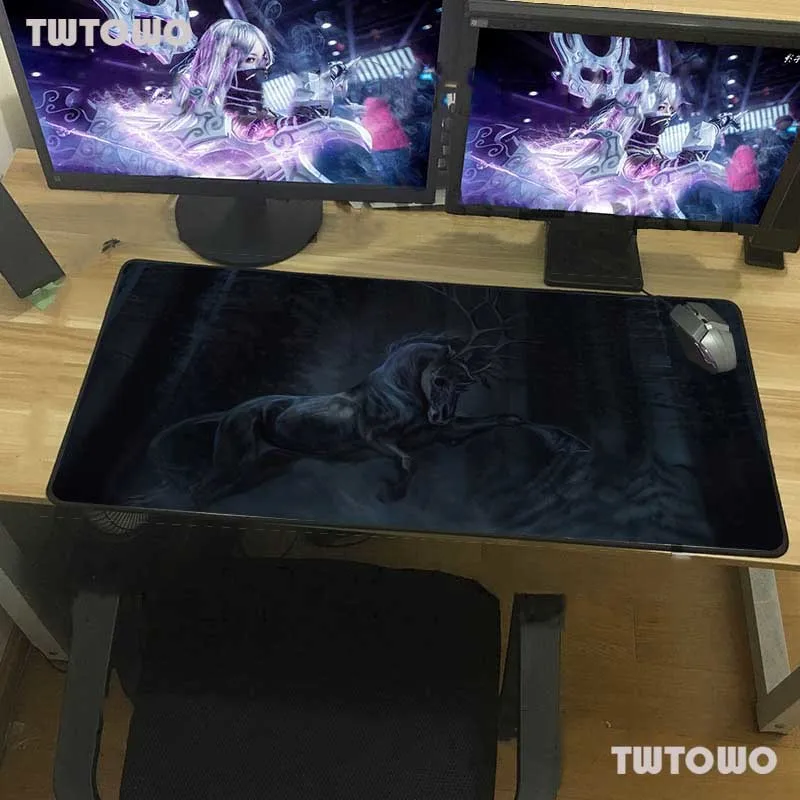 

Large Gaming Mouse Pad Black Lock Edge Custom Animal Horse Office Computer Desk Mat Rubber Non-slip 900x400900x300 Xxl