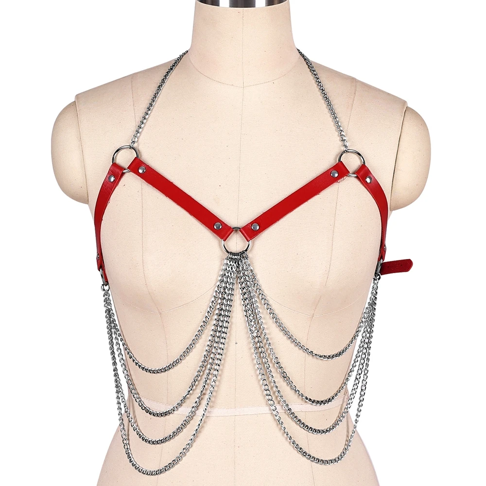 Женское кожаное боди Женская портупея в стиле панк бюстгальтер без чашек с