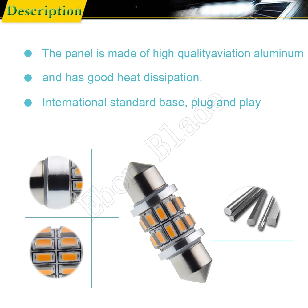 Сверхъяркая желтая Светодиодная лампа C5W 3014 SMD 31 мм 36 39 41 2 шт.|Сигнальная лампа| |