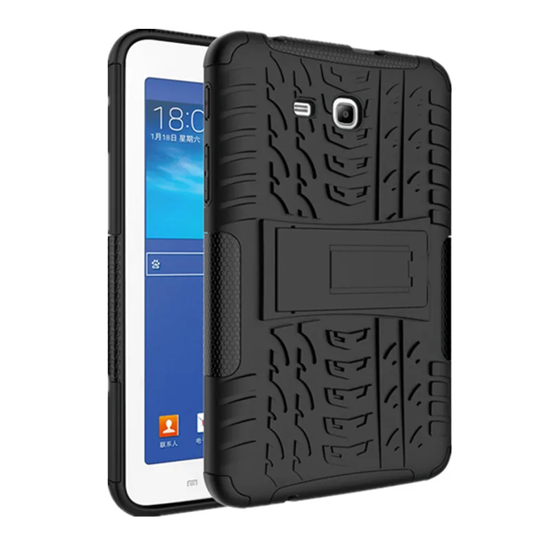 Black Чехлы для планшетов для Samsung Galaxy Tab 3 Lite 7,0 ''T110 чехол Гибридный армированный противоударный прочный двойной-Слои Kistand Крышка для SM-T111 - Цвет: Black