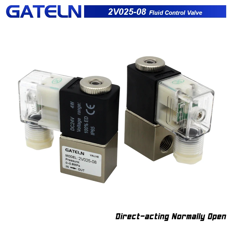 

2V025-08 2V025-06 Normally Open 12V 24V 220V 1/4" BSP 2 Way 2 Position Air Solenoid Valve 2V025-08 Pneumatic Control Valve