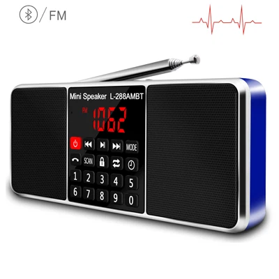 Blue Lefon цифровое портативное радио AM FM Bluetooth динамик стерео MP3 плеер TF/SD карта USB привод Громкая связь вызов светодиодный экран дисплея - Цвет: Blue