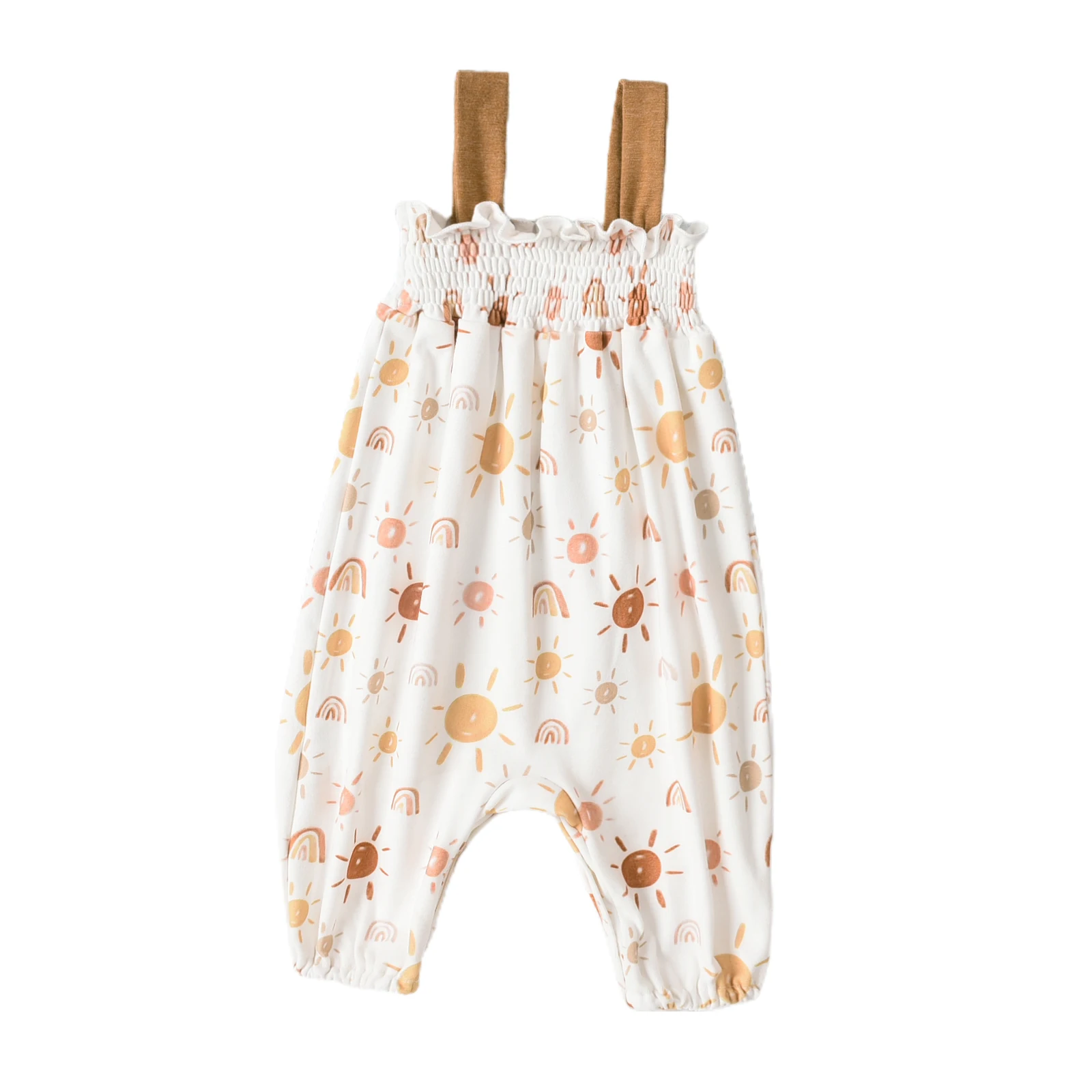 

Детский летний комбинезон Emmababy без рукавов с открытыми плечами и радужным принтом, комбинезоны белого цвета для девочек от 0 до 12 месяцев