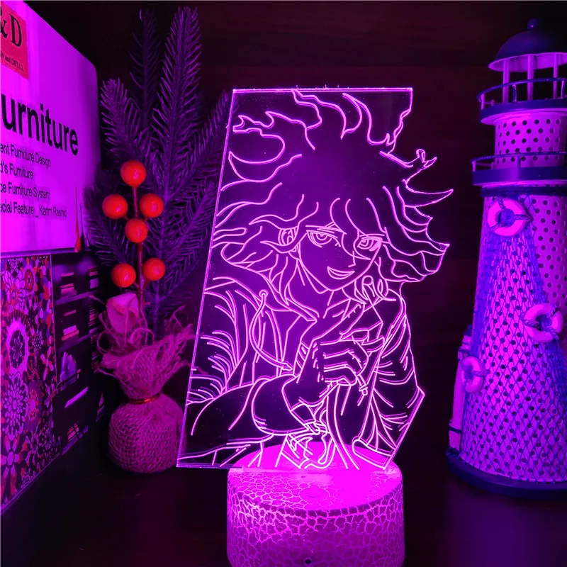 

Светильник с аниме Danganronpa Nagito Komaeda, фигурка ночного освещения, 3D сенсорный датчик, RGB лампа, красочный Декор для спальни, манга, подарки