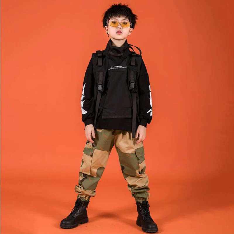 Детская одежда в стиле хип-хоп свитшот рубашка топ камуфляжные брюки куртка
